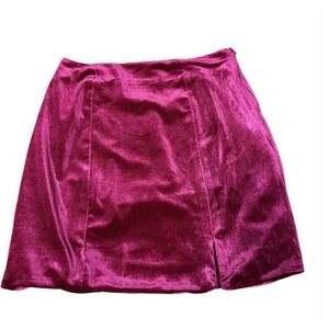 Skies Are Blue Crushed Velvet Mini Skirt Anthropologie Fuchsia XS NWT